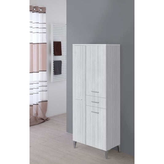 Grauer Badezimmerschrank mit drei Türen und einer Schublade 60x35x 148,5 cm