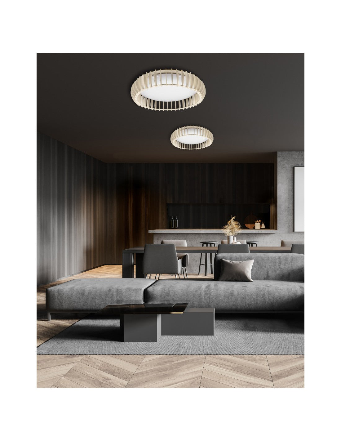 Plafonerin Lobe Naturale Led 38w Dimmer Monte Trio Lighting