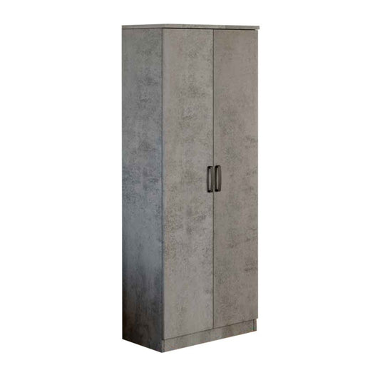 Mehrzweck-Schuhschrank in Betongrau mit zwei Türen und 6 Regalen, H. 182 x 71 x 38 cm