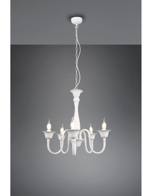Kronleuchter Weiß 5 Lichter mit Kette Elsa Trio Beleuchtung