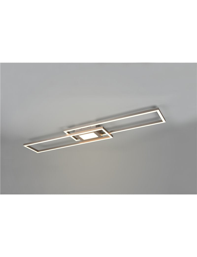 Ganado rechteckige LED-Deckenleuchte aus Stahl mit RGB-Hintergrundbeleuchtung und Multifunktions-Fernbedienung l. 110 cm moderne LED