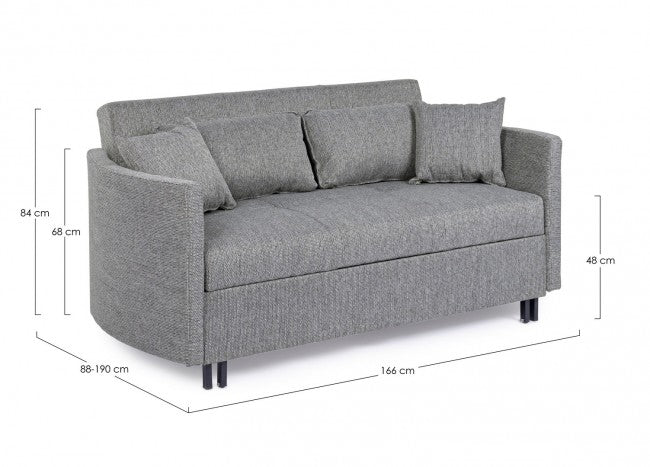 CLAYTON Zweisitzer-Schlafsofa Grau 166x88x H84 cm