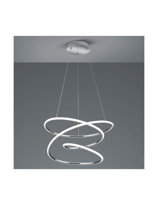 Lampadario LED Dimmer 4000K Design Moderno Vortice Chromo Bologna Trio Beleuchtung