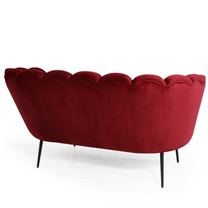 Orel Zweisitzer-Sofa aus rotem Muschelsamt, 135 x 76,5 x H cm. 79