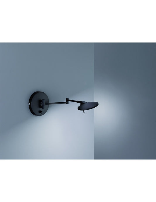 LED-Wandleuchte Kazan, dimmbar, schwarz, verstellbar, Ø14 cm, Trio-Beleuchtung