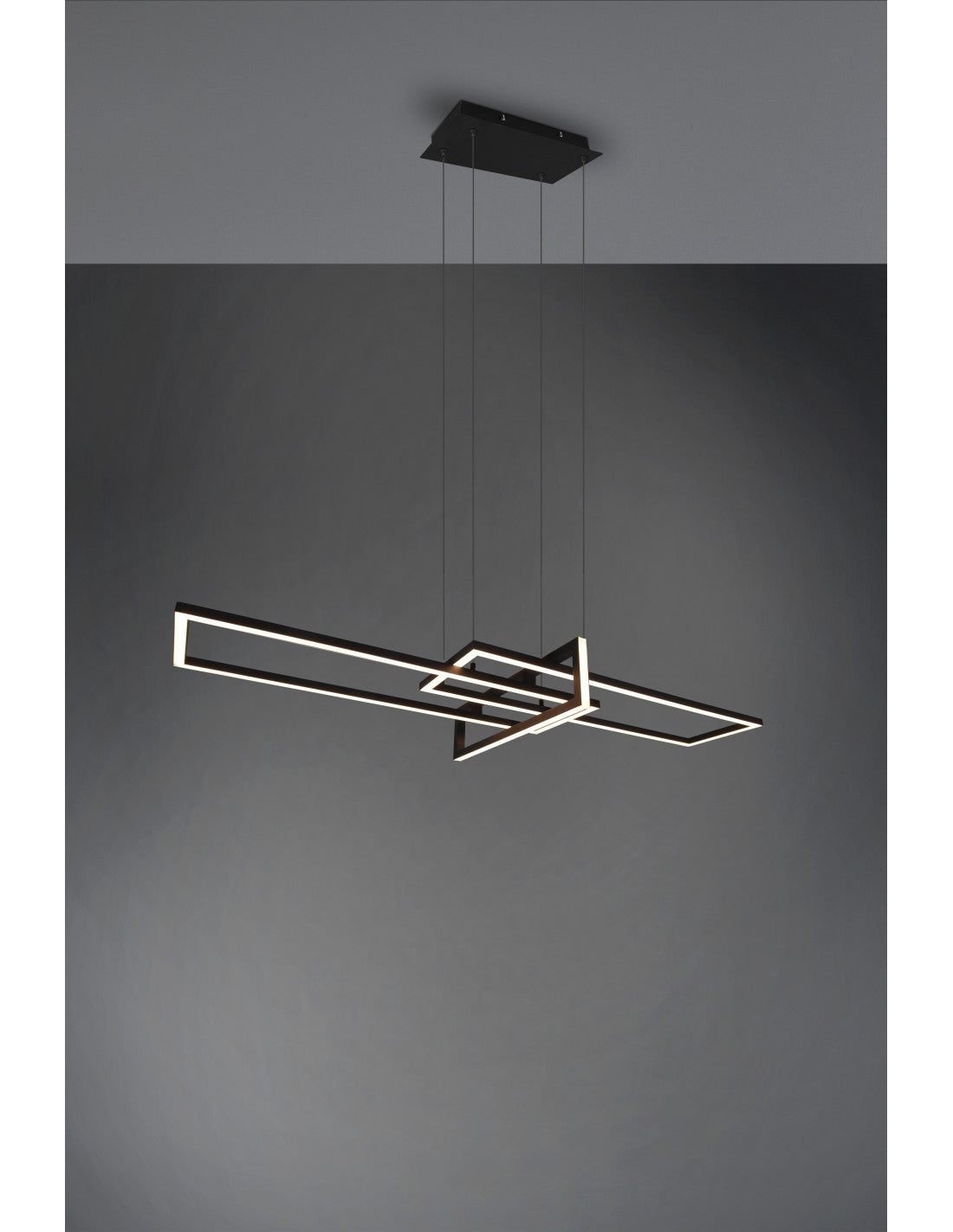 Salinas Pendelleuchte 3 rechteckige LEDs 34 W Schwarz L110 cm Dimmbare Trio-Beleuchtung