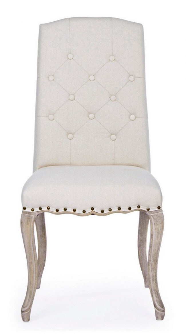 2x gepolsterter Stoffstuhl im klassischen Stil