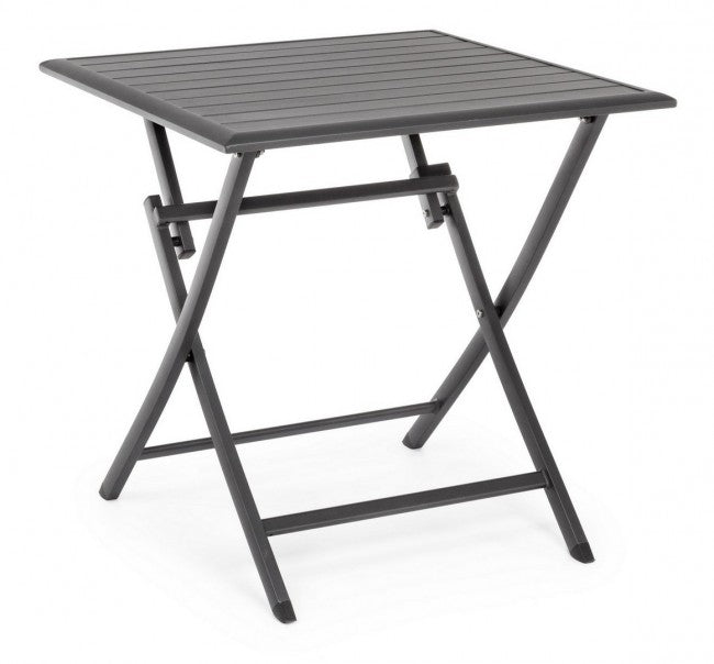 ELIN Anthrazitfarbener Aluminium-Klapptisch für den Außenbereich, 70 x 70 x 71 cm