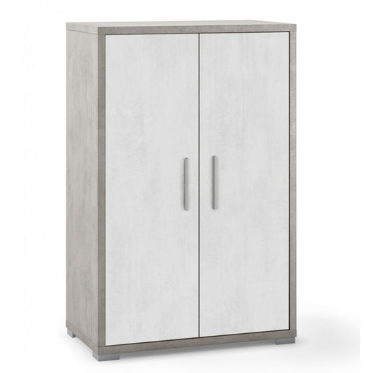 Mehrzweckschrank mit zwei Türen Cemento Weiß 71x41x h110 cm