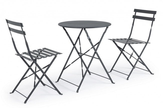 Anthrazitfarbenes Gartenset von Bizzotto, Bistrotisch und Stühle