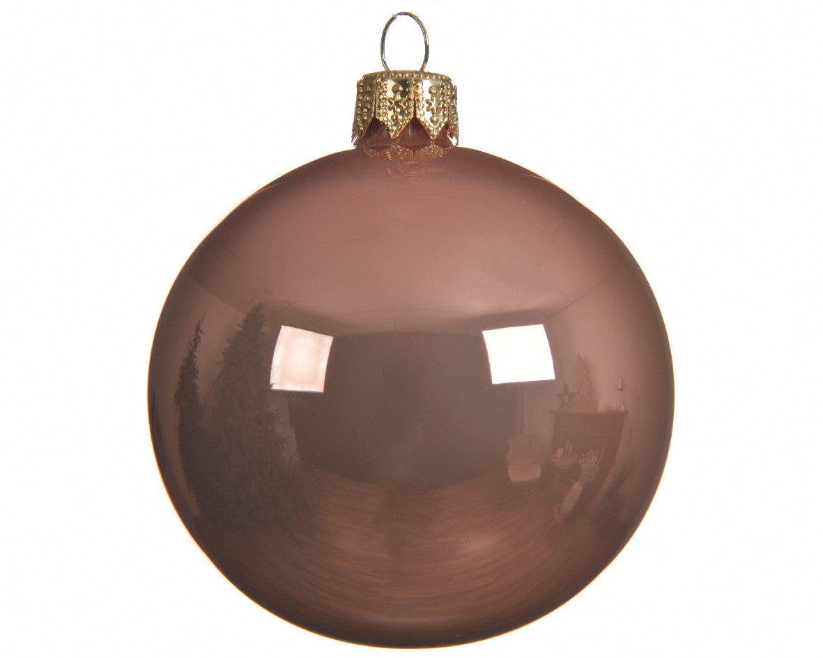 Christbaumschmuck, glänzende bronzefarbene Glaskugel, 6 cm
