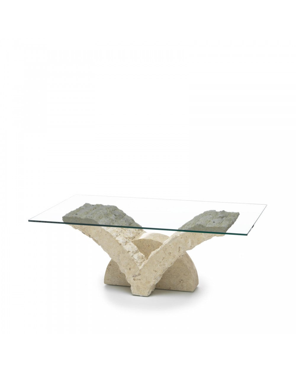 Transparent-beiger Couchtisch 70 cm x 120 cm H. 40 cm