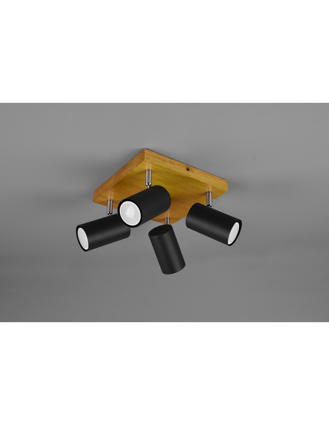 Marley Spotlight 4 Spots GU10 Schwarz und Holz 22x22 cm Trio Lighting