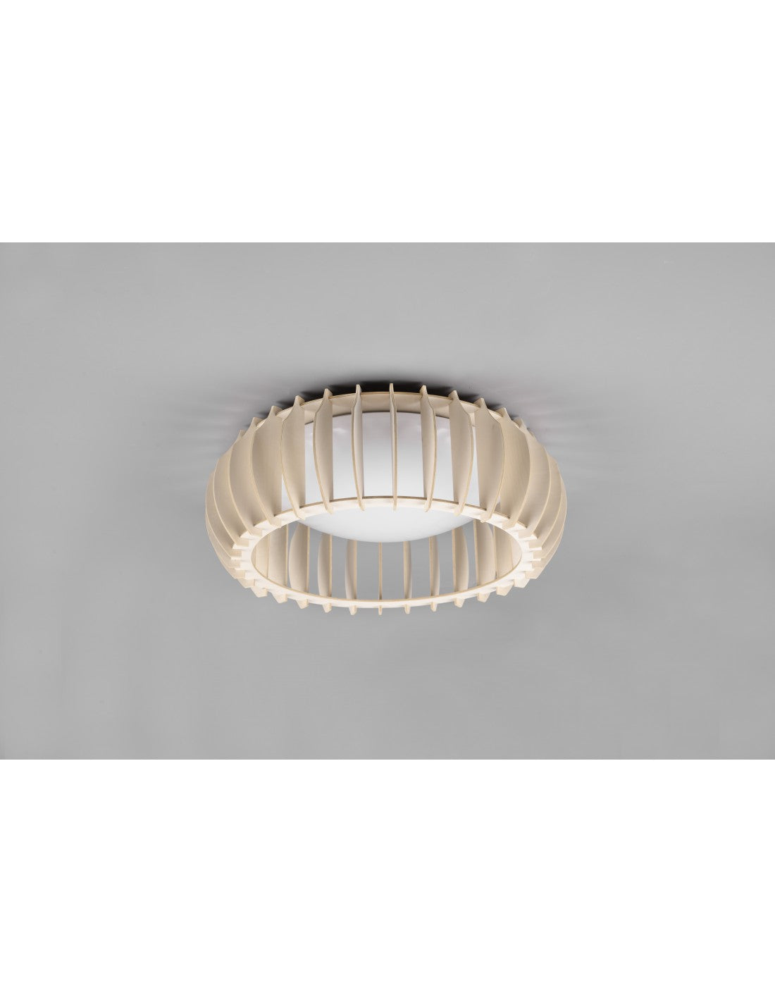 Deckenleuchte aus Naturholz, LED-Dimmerhalterung, Ø40 cm, Trio-Beleuchtung