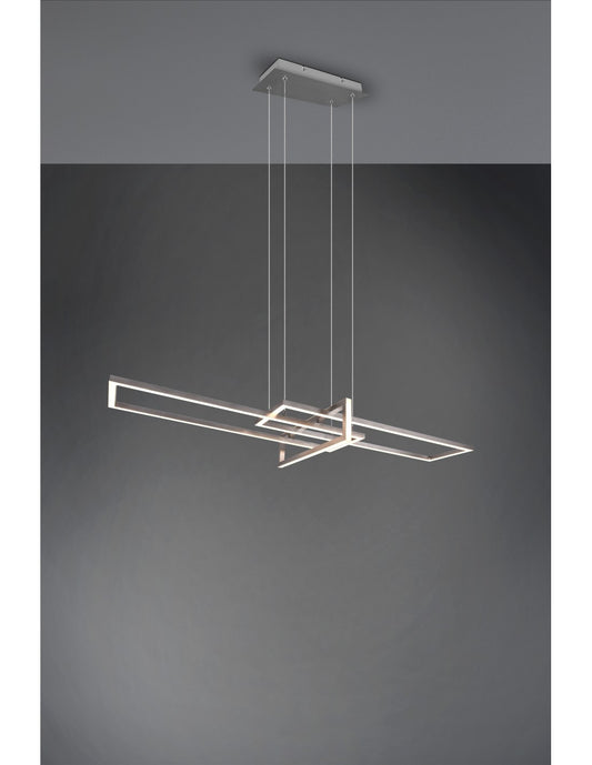 Salinas-Aufhängung, 3 rechteckige LEDs, 34 W, Nickel, L110 cm, dimmbar, Trio-Beleuchtung