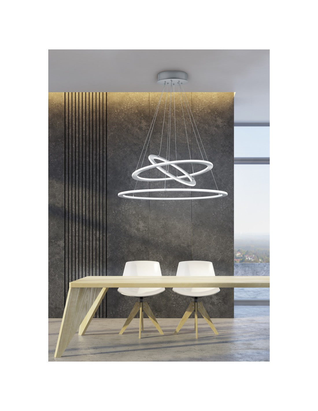 Suspension Le Dellable 3 Anelli Durban Nichel Ø80 cm Trio Lighting