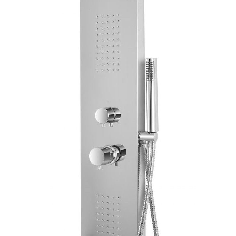 Quadratische Wandduschsäule aus verchromtem Stahl 150x20 cm