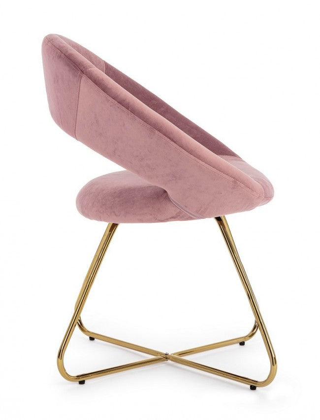 2x Gold Vanity Armchair aus rosa Samt