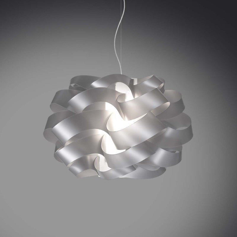 CLOUD Silberner Hängeleuchter mit drei Leuchten, Durchmesser 75 x H50 cm