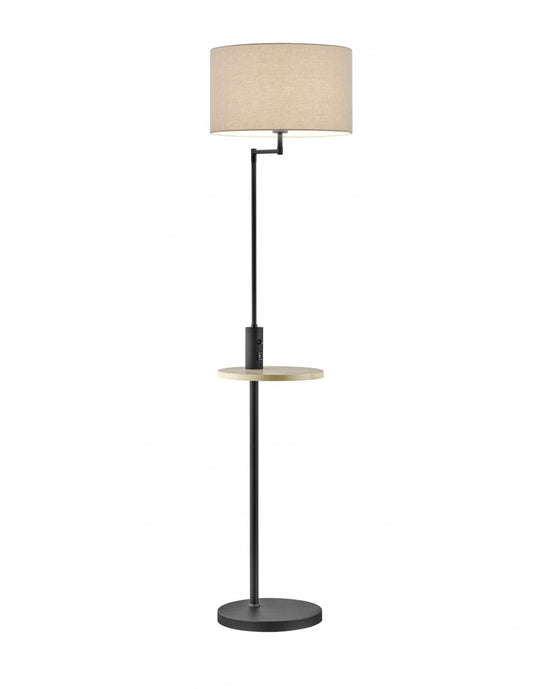 Claas Schwarze moderne Stehlampe mit Regal und USB-Anschluss Trio-Beleuchtung