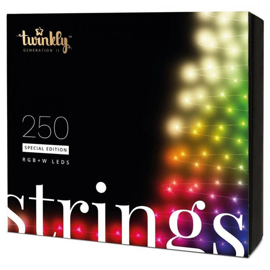 Twinkly STRINGS Intelligente Weihnachtsbeleuchtung, 250 RGBW-LEDs der zweiten Generation, schwarzes Kabel
