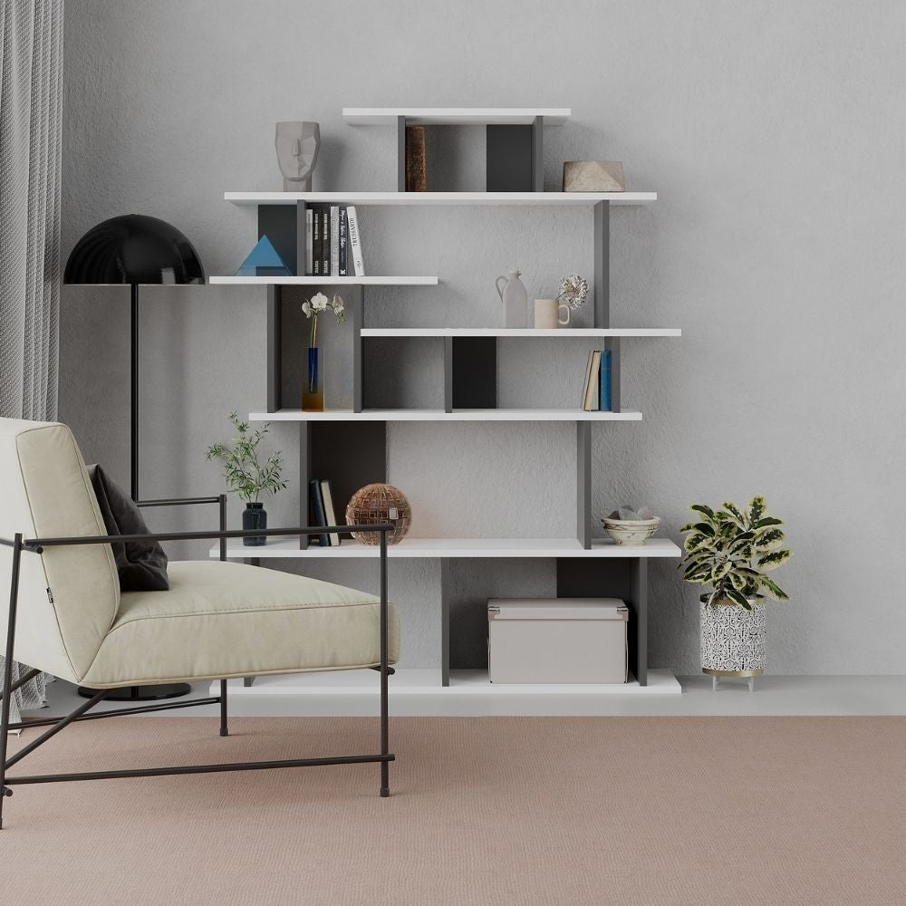 Design-Bücherregal Apollon in Anthrazitweiß