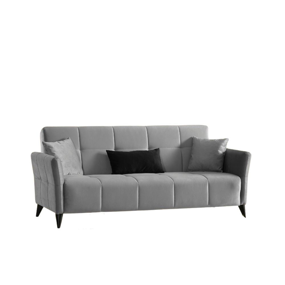 Levy 2-Sitzer-Sofa aus grauem Stoff mit Container und Bett
