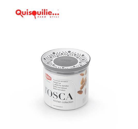 Tosca-Glas, 0,7 l, grau, rund, luftdicht, für Lebensmittel von höchster Qualität, hergestellt in Italien