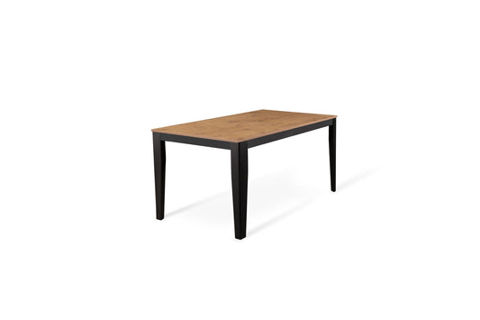 Ausziehbarer Tisch aus Eichenholz, schwarz, 90 cm x 156–316 cm, H. 76 cm