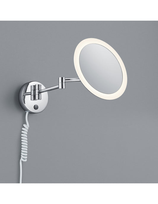 Verstellbare LED-Badezimmerwandleuchte mit rundem Spiegel View Trio Lighting