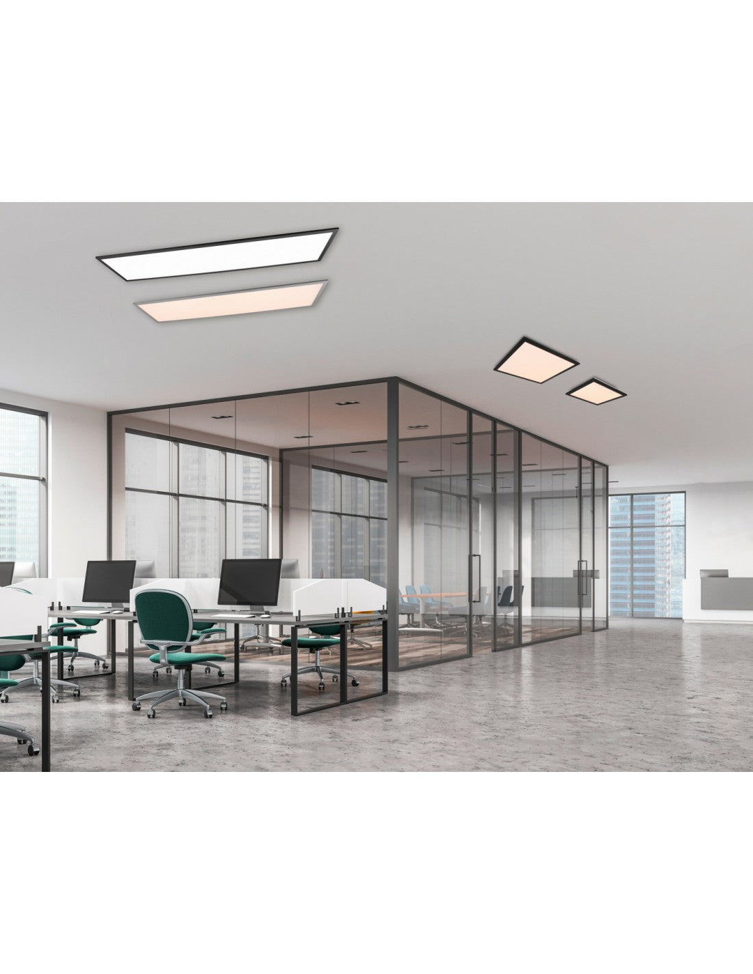 Moderne rechteckige LED-Deckenleuchte Gamma Black Trio Lighting