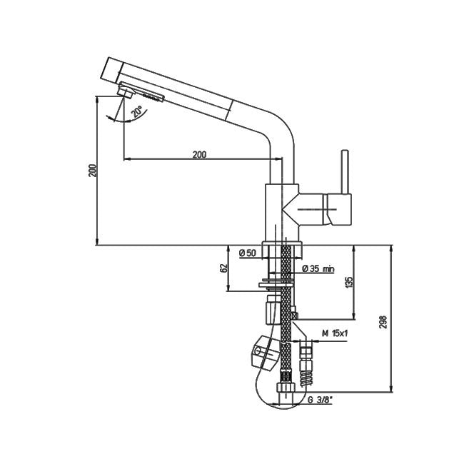 Monoglas-Mischer für die entnehmbare Dusche Einwegkuchen
