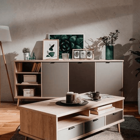 Epik 56 Sideboard aus anthrazitgrauer Eiche mit 3 Türen und offenem Fach