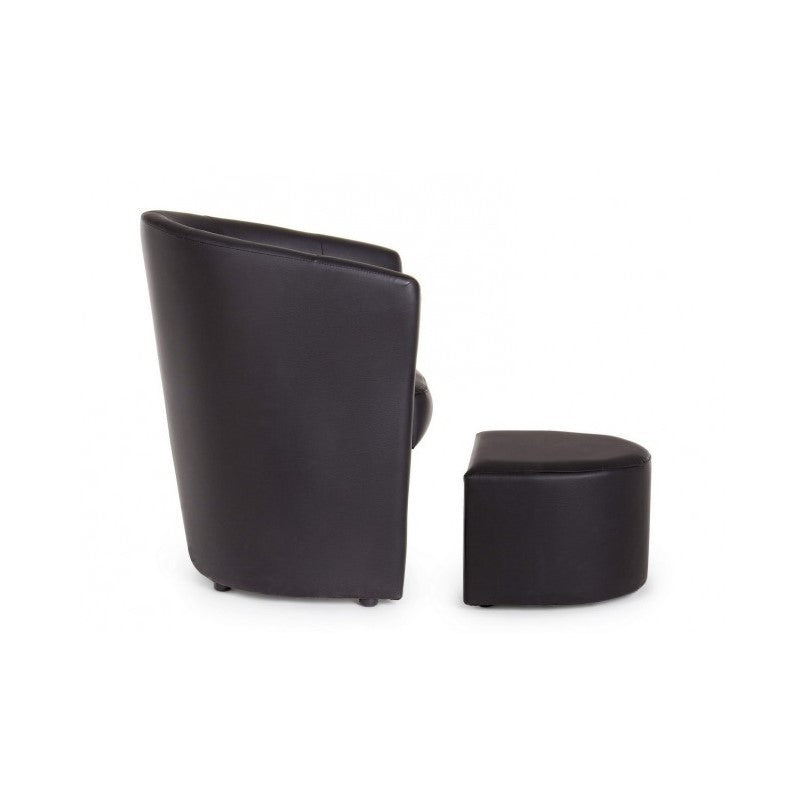 Kunstledersessel mit abnehmbarem Pouf Schwarz RITA 64,5x 59,5x h78 cm