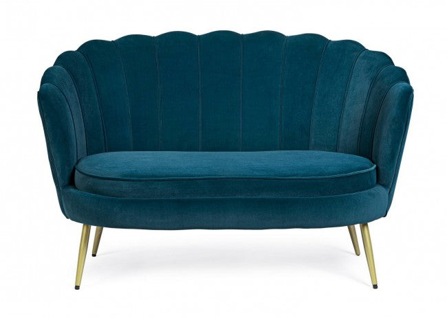 Giliola 2-Sitzer-Sofa in Blau mit Samteffekt
