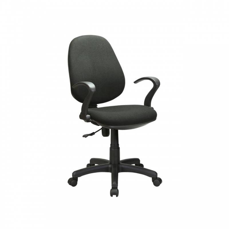 Bürosessel aus schwarzem Gas mit Armlehnen