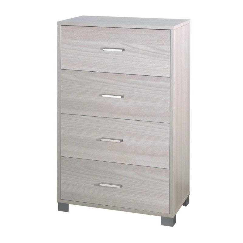 Helle Olmo-Schlafzimmerkommode mit vier Schubladen, 70 x 41 x H 112 cm