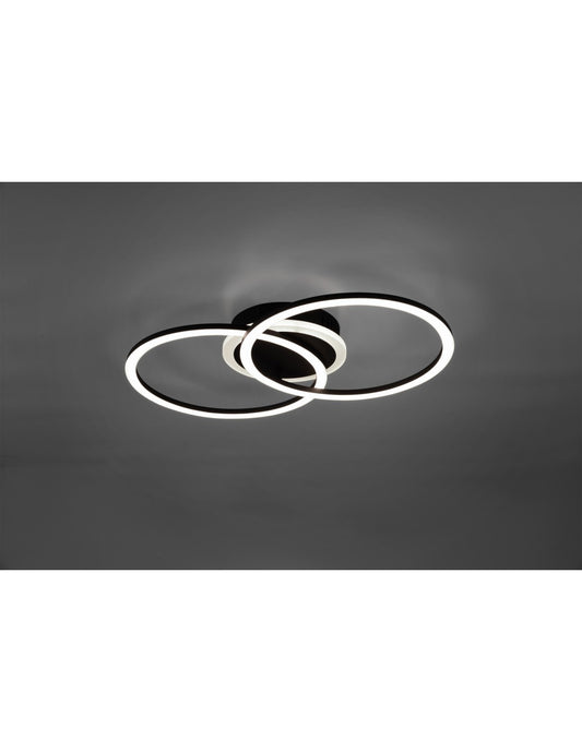 Plafonin Venida Doppelter Schwarzer Kreis Led 25w Dimmerbare L50 cm Trio Lighting