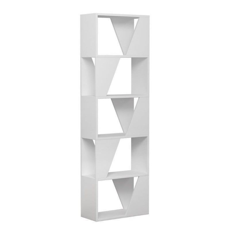 Weißes Bücherregal mit 5 Regalen. Rahmen 54x24xh.168 cm