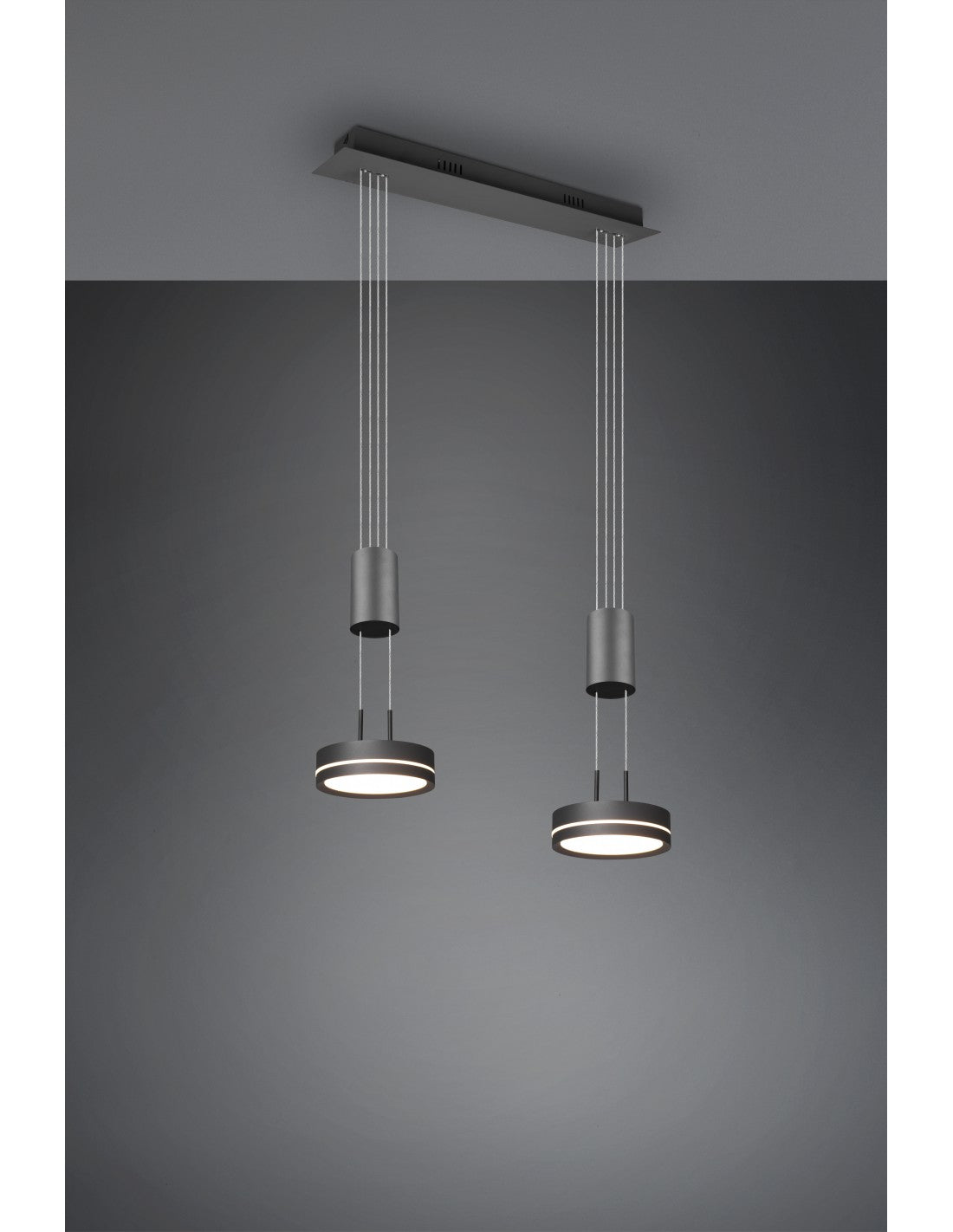 Kronleuchter Insel Doppel Disco Led Hängende Franklin Anthrazit Trio Beleuchtung