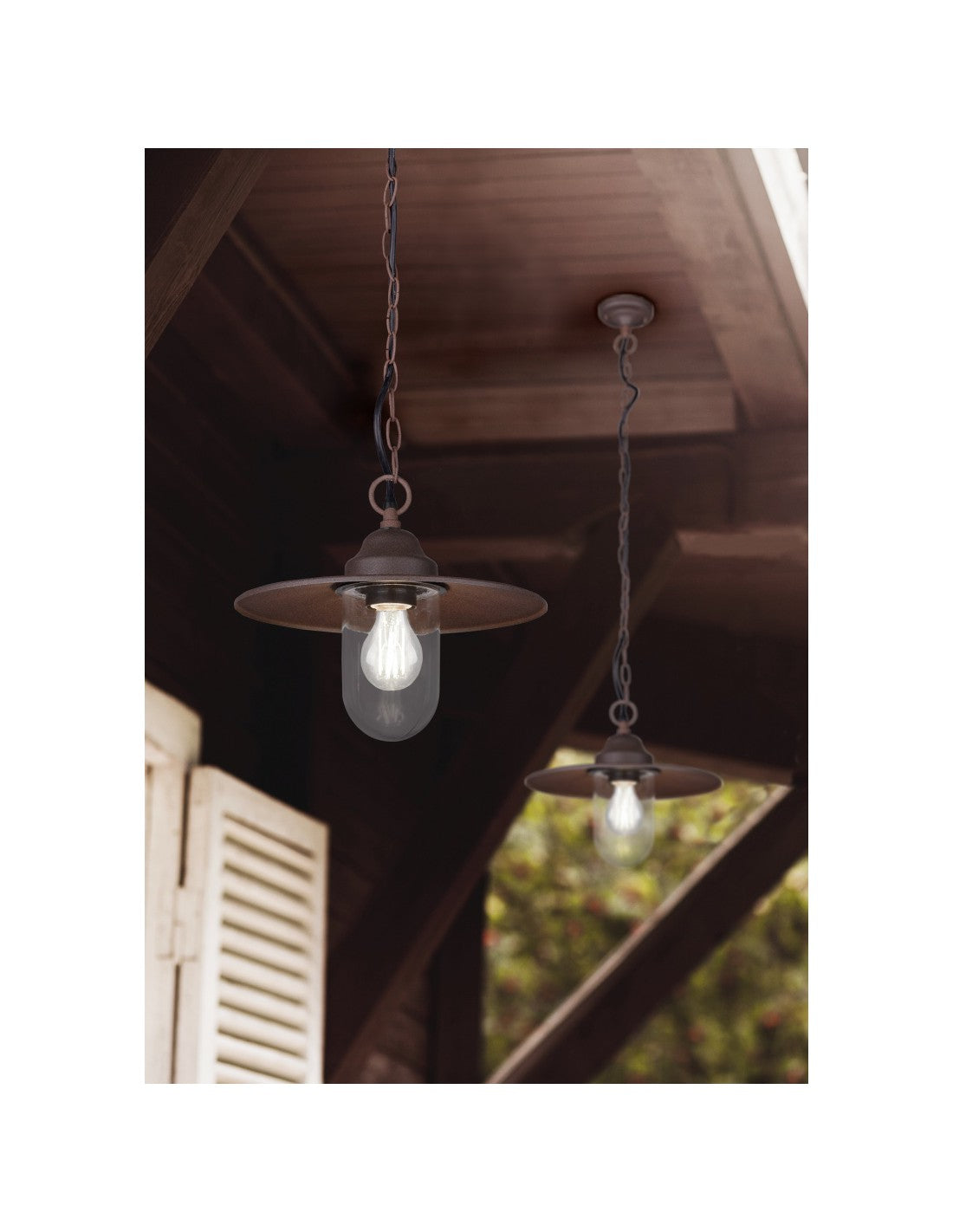 Aufhängung 1xE27 Brenta Rust Glass Diffuser IP44 Trio Lighting