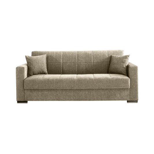 Beigefarbenes Fertigsofa aus Stoff, H. 210 x 80 x 90 cm