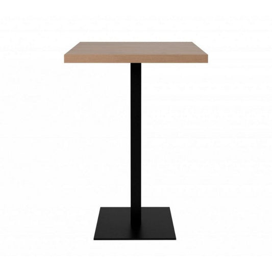 Quadrato Hochtisch 105 cm, Eichenplatte und schwarzes Gestell. Menge 70x70xh.105 cm