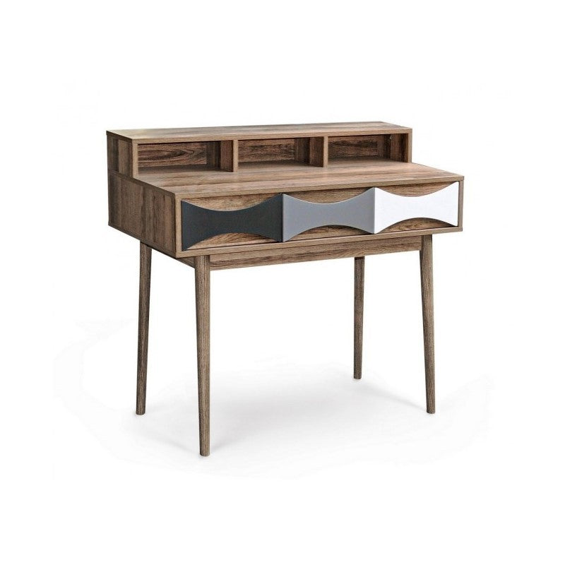 DIONISO Retro-Schreibtischkonsole aus Holz mit drei Schubladen 100x48x h89,5 cm