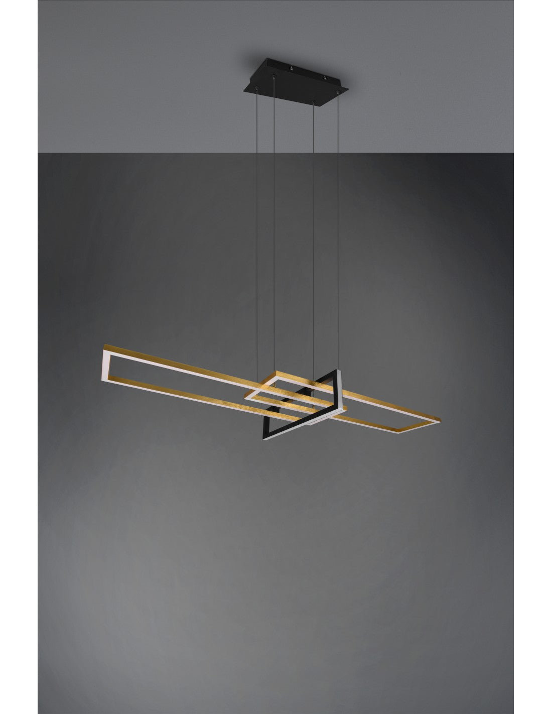 Salinas Pendelleuchte 3 Rechtecke LED 34w Gold-Schwarz L110 cm Dimmbare Trio-Beleuchtung