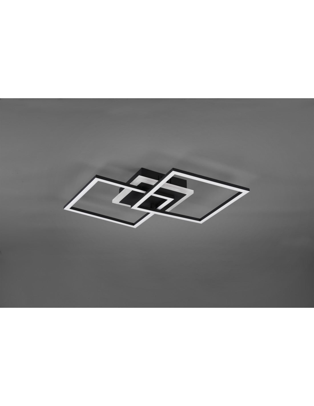 Venida Doppelte quadratische schwarze LED-Deckenleuchte 25 W dimmbar L57 cm Trio-Beleuchtung