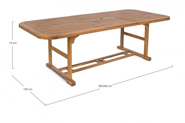 Outdoor Tisch Noemi ausziehbares Holz 180-240x100x h 74cm