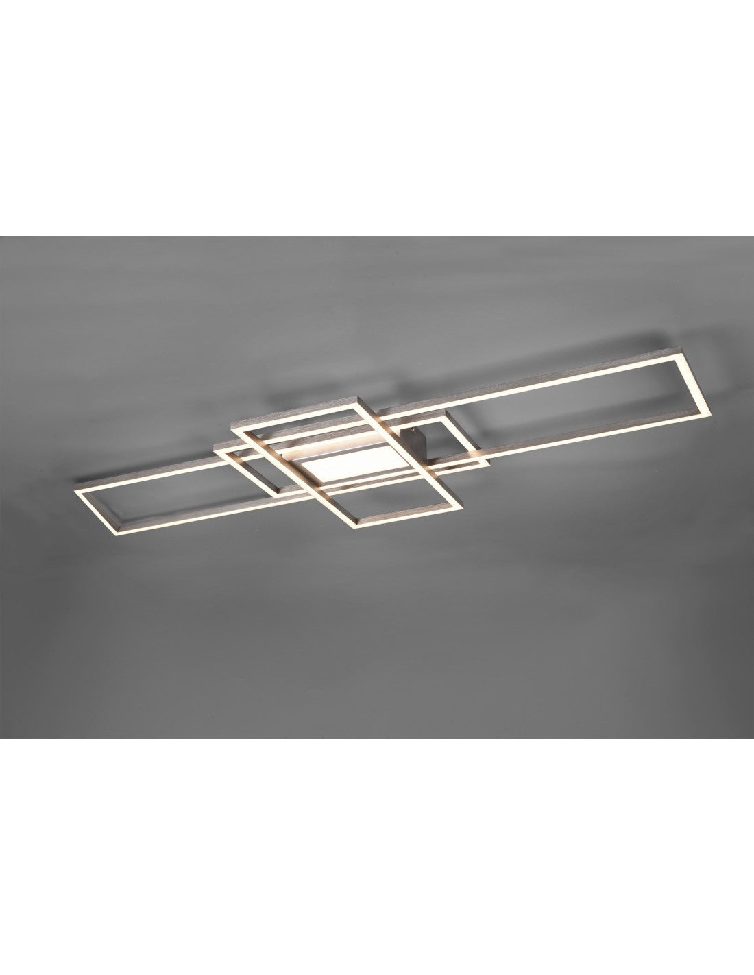 Deckenleuchte Irvine, 3 rechteckige LEDs, 60 W, Nickel, L105 cm, dimmbar, Trio-Beleuchtung