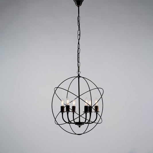 Bügelbrüder, schwarzer Aufhängung Oro, 6 Leuchten 51x h55 cm