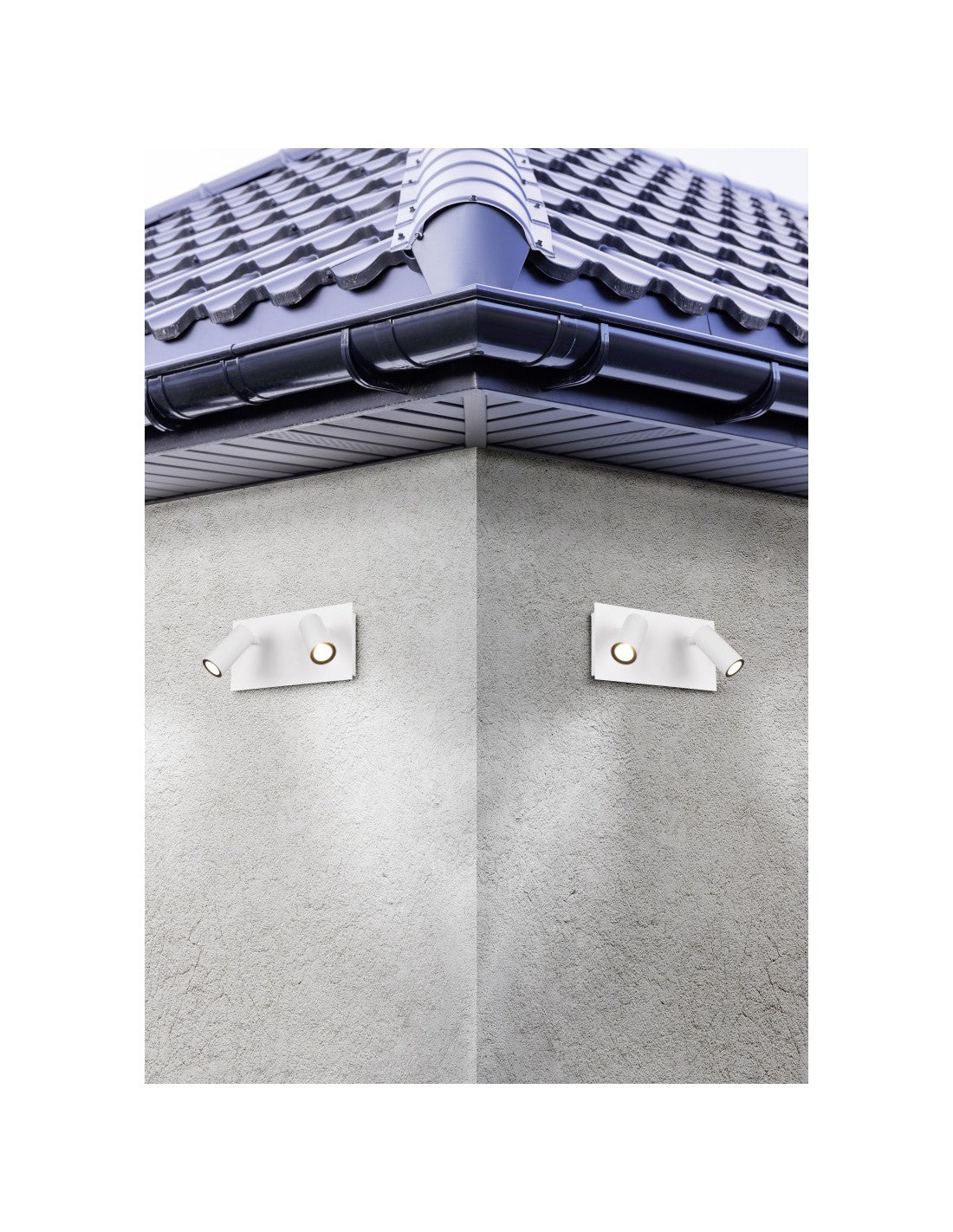 Weiße Wandleuchte IP54 Tunga Double Spot LED verstellbare Trio-Beleuchtung